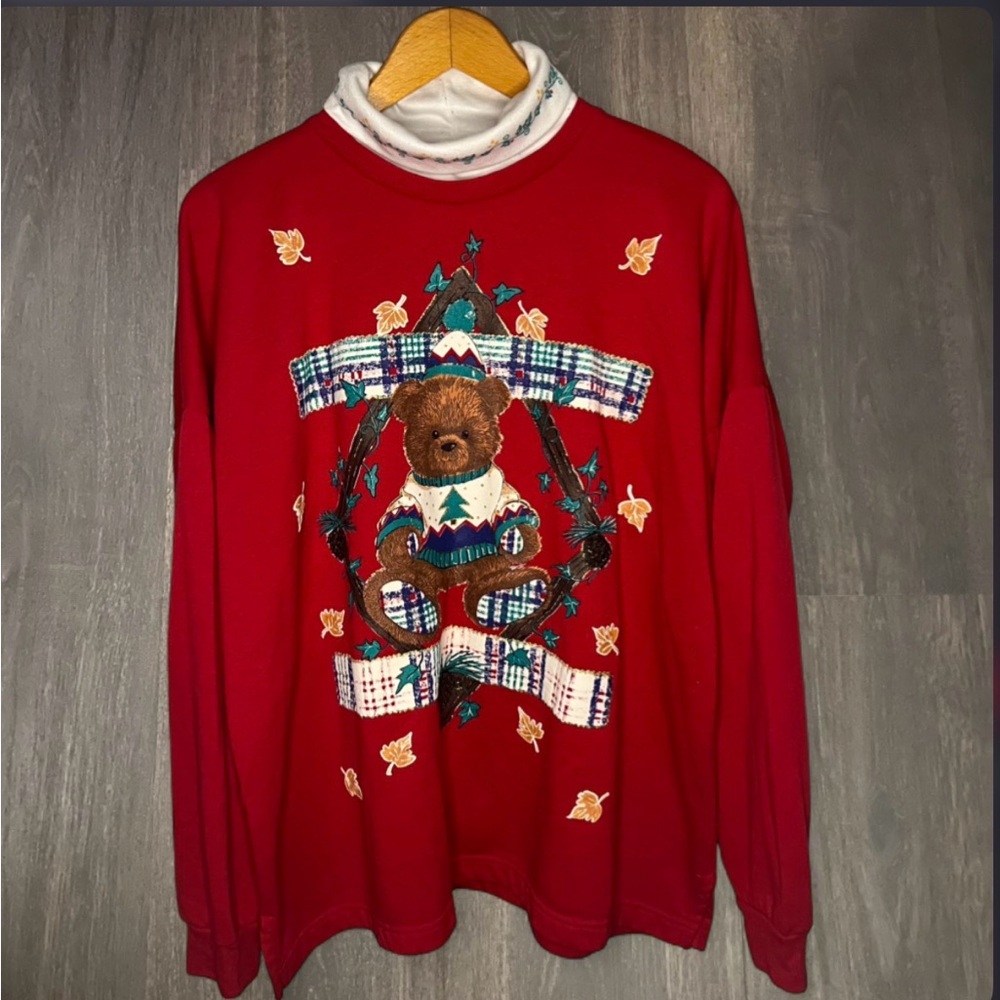 Vintage Teddy Bear Christmas Sweatshirt Holiday Time‎ 22W